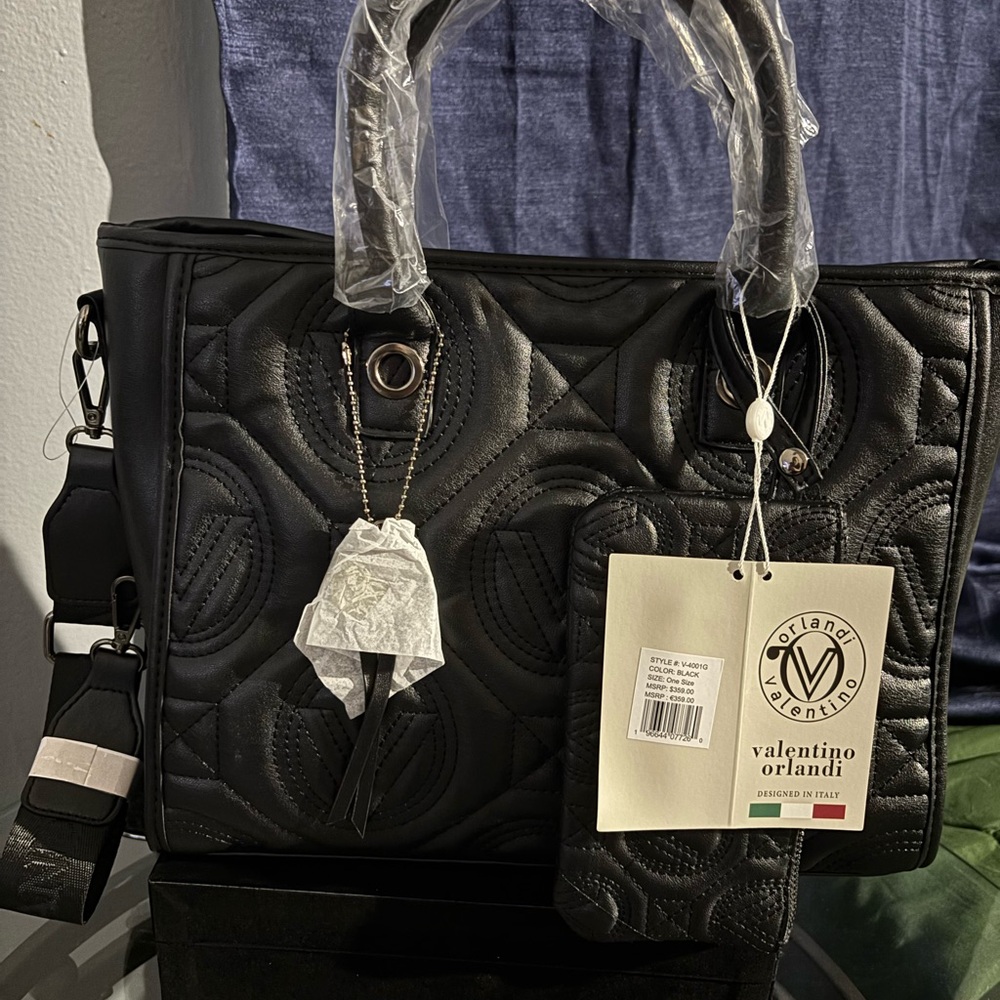 Valentino Orlandi Black Quilted Tote